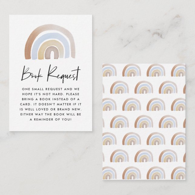 Carte D'accompagnement Demande de livre pour Baby Shower sur le thème d'a (Devant / Derrière)
