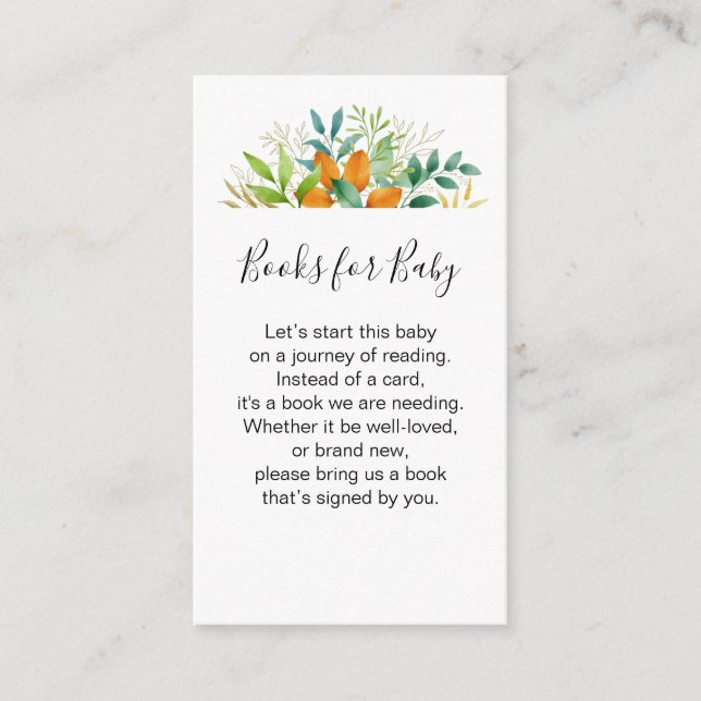 Carte D'accompagnement Demande de livre pour Baby Shower sur le thème de  (Devant)