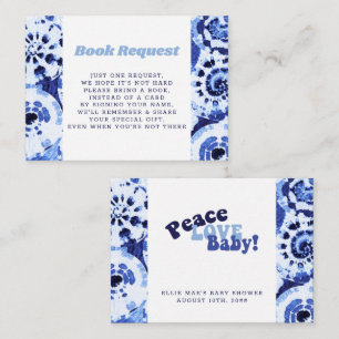Carte D'accompagnement Demande de livre pour Baby Shower Tie Dye Bleu Shi