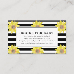 Carte D'accompagnement Demande de livre pour Baby Shower Tournesol Bandes