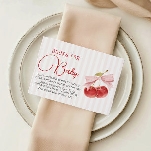 Carte D'accompagnement Demande de livre pour Baby Shower Vintage Cerise
