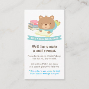 Carte D'accompagnement Demande de livre pour bébé avec ourson en peluche 