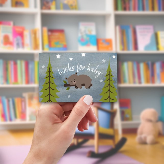 Carte D'accompagnement Demande de livre pour une baby shower avec un ours (Créateur téléchargé)