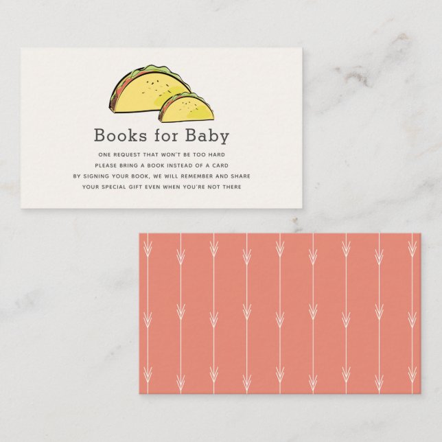Carte D'accompagnement Demande de livre rose Baby shower Taco (Devant / Derrière)