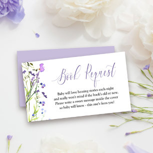 Carte D'accompagnement Demande de livre Rose sauvage bébé violet Shower