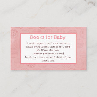 Carte D'accompagnement Demande de livres rose bébé