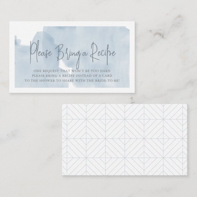 Carte D'accompagnement Demande de recette de Baby Shower Cloud 9 Blue Sky (Devant / Derrière)