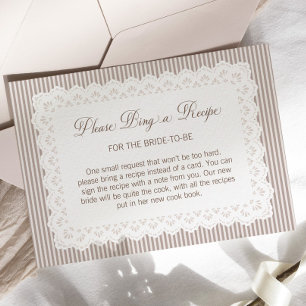 Carte D'accompagnement Demande de recette de douche nuptiale en dentelle 