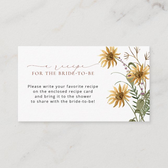 Carte D'accompagnement Demande de recette de Fête des mariées florale jau (Devant)