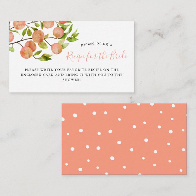 Carte D'accompagnement Demande de recette de Fête des mariées Peach (Devant / Derrière)