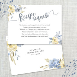 Carte D'accompagnement Demande de recette de mariage floral bleu poussiér