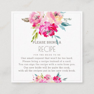 Carte D'accompagnement Demande de recette PixDezines Watercolor Peonies