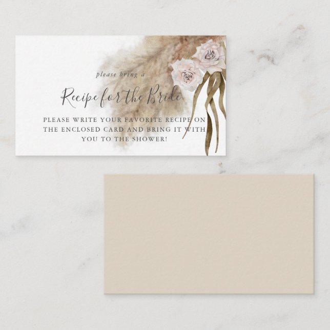 Carte D'accompagnement Demande de recette pour la douche de la mariée ave (Devant / Derrière)