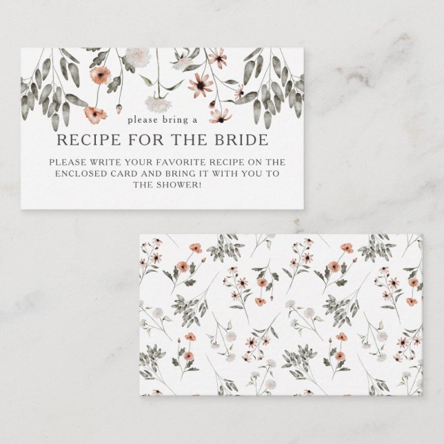 Carte D'accompagnement Demande de recette pour la fête de mariage de la m (Devant / Derrière)