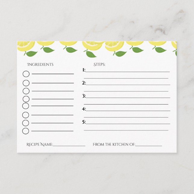 Carte D'accompagnement Demande de recette pour une baby shower sur le thè (Devant)