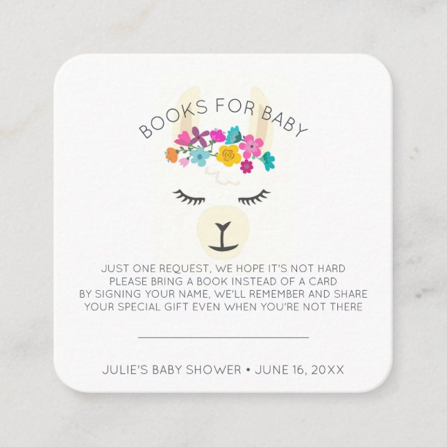 Carte D'accompagnement Demande de réservation | Baby shower Llama Floral (Devant)