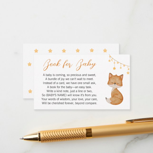 Carte D'accompagnement Demande de réservation de Baby shower Dreamy Fox (Devant/Arrière en situation)