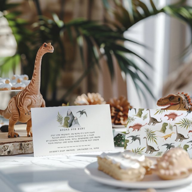 Carte D'accompagnement Demande de réservation | Petit Baby shower Dinosau (Créateur téléchargé)