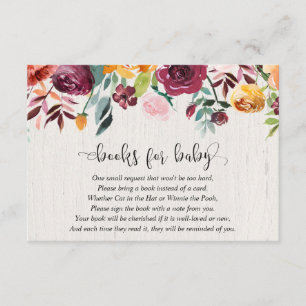 Carte D'accompagnement Demande florale de livre de baby shower de