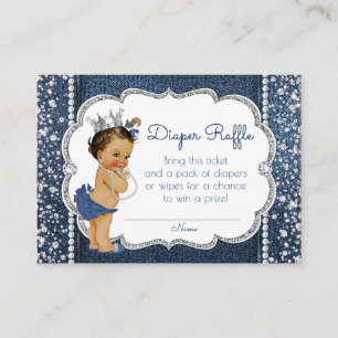 Carte D'accompagnement Dénim et Diamond Girls Diaper Raffle Tickets