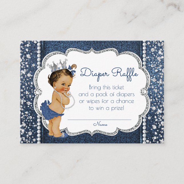 Carte D'accompagnement Dénim et Diamond Girls Diaper Raffle Tickets (Devant)