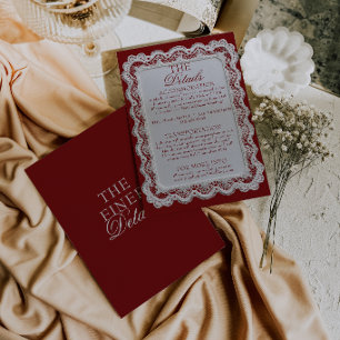 Carte D'accompagnement Dentelle de Bourgogne Napperon Détails de Mariage