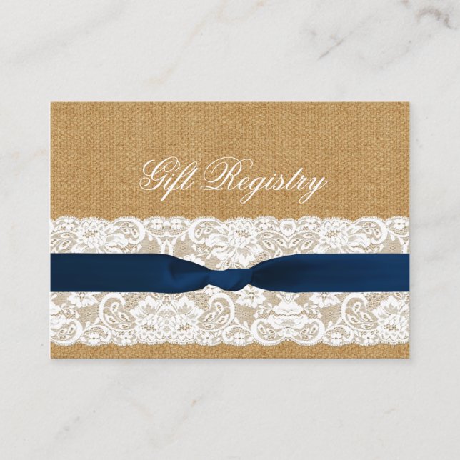 Carte D'accompagnement Dentelle de burlap FAUX, registre cadeau mariage r (Devant)