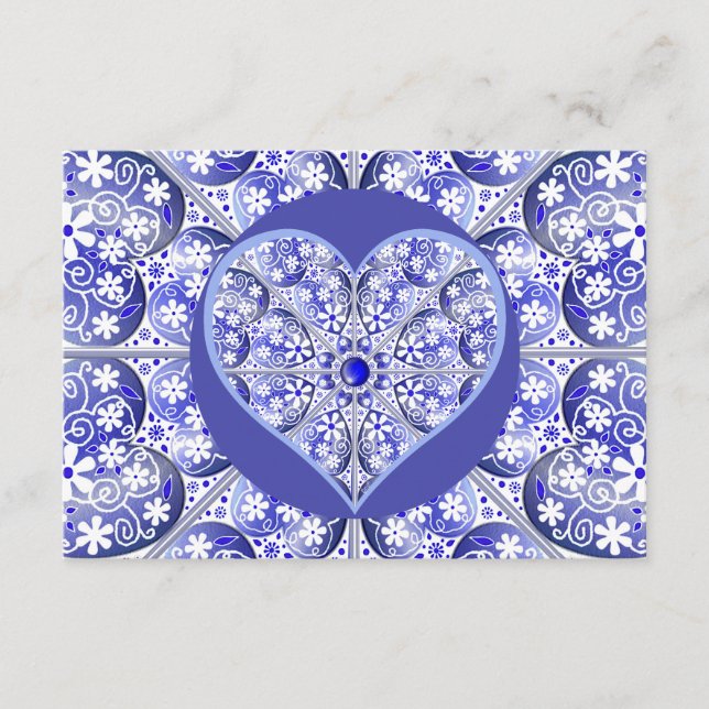 Carte D'accompagnement Dentelle en céramique Bleu de Grèce (Devant)