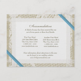 Carte D'accompagnement Dentelle et Burlap bleu