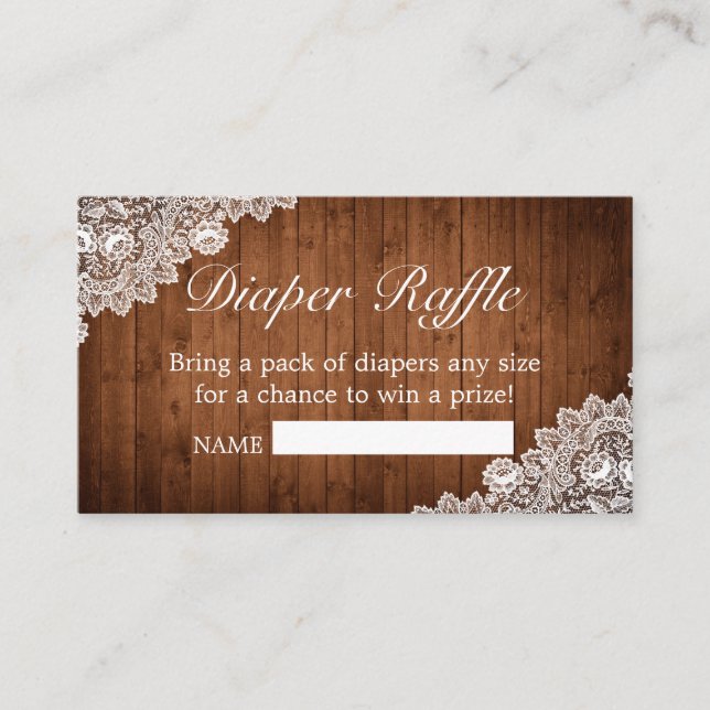 Carte D'accompagnement Dentelle rustique & blanc Cute Feet Diaper Raffle (Devant)