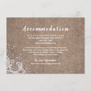 Carte D'accompagnement Dentelle rustique et parties scintillant en bois