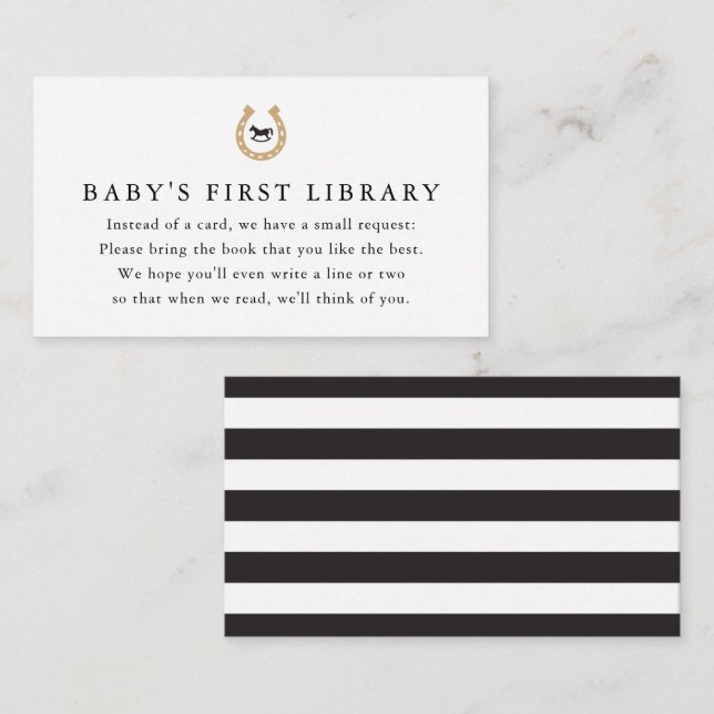 Carte D'accompagnement Derby Baby shower Book Request 1ère bibliothèque p (Devant / Derrière)