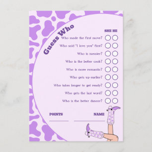 Carte D'accompagnement Dernier Rodéo Purple Fête des mariées Cowgirl Jeu