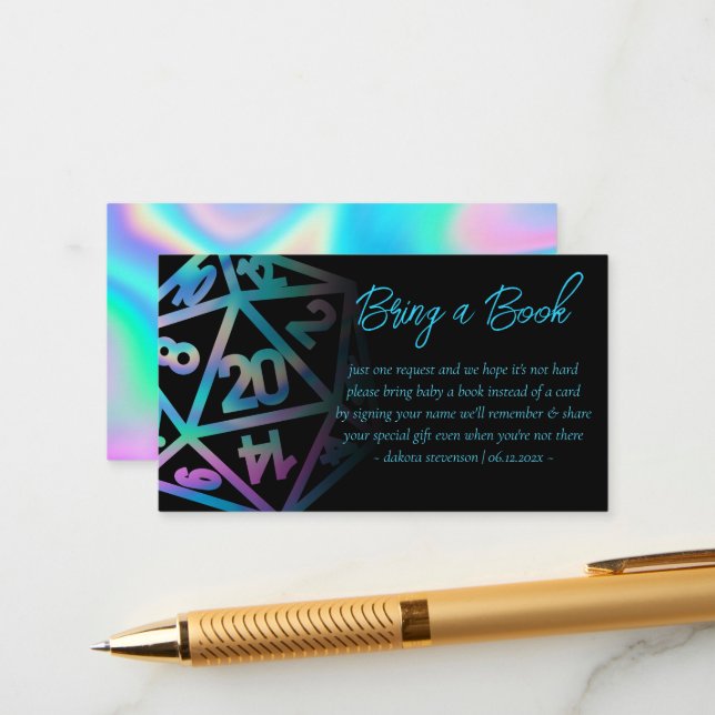 Carte D'accompagnement Dés de JDR | Demande de livre Holo Fantasy PnP pou (Devant/Arrière en situation)