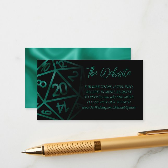 Carte D'accompagnement Dés RPG | Emerald Imaginaire Tabletop Gamer Websit (Devant/Arrière en situation)