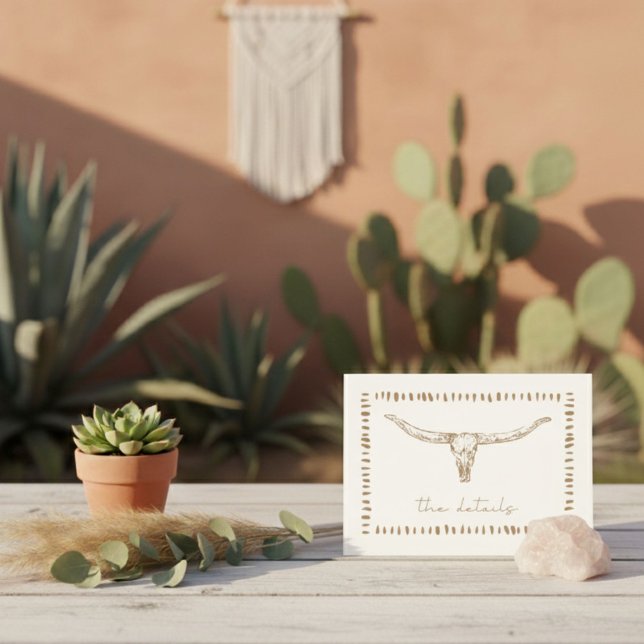 Carte D'accompagnement Desert Boho Cow Skull Wedding Details (Desert Boho Cow Skull Wedding Details Enclosure Card)