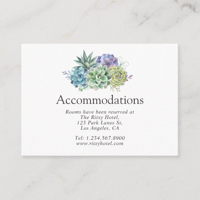 Carte D'accompagnement Desert Cactus Succulents Hébergements Mariages (Devant)