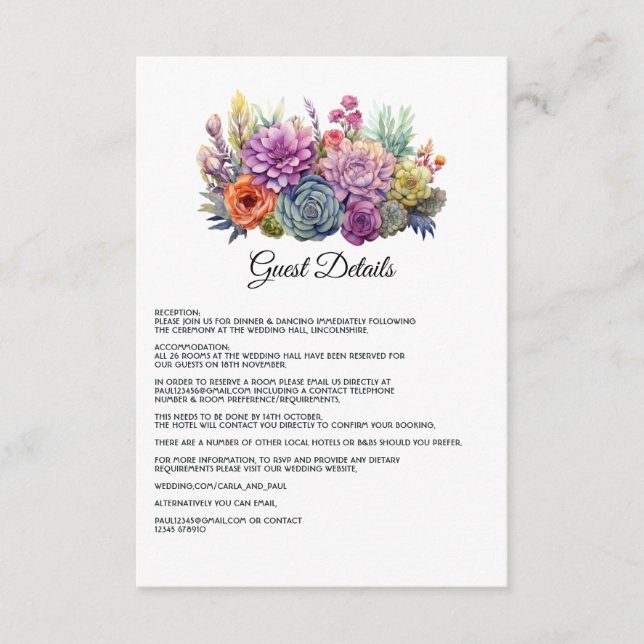 Carte D'accompagnement Desert Hues Floral Mariage Détails sur l'invité (Devant)