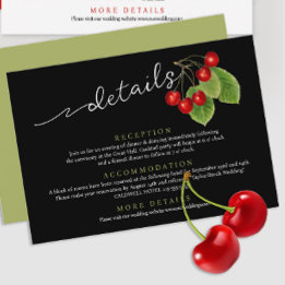 Carte D'accompagnement Design Chic Red Cherry Black Sage Mariage Détail