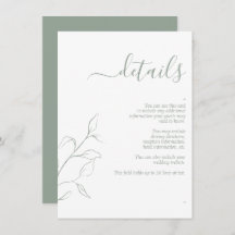 Design moderne Vert Script Mariage Détails Boîtier