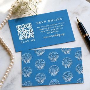 Carte D'accompagnement Destination Blue Coquillage QR code RSVP Mariage