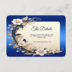 Carte D'accompagnement Détail de broderie florale bleu blanc