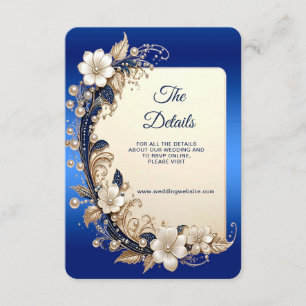 Carte D'accompagnement Détail de Broderie Florale Bleue et Blanche Enclos