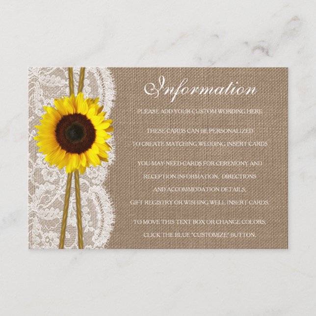 Carte D'accompagnement Détail de la collection de Mariages de tournesol r (Devant)