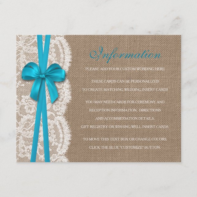 Carte D'accompagnement Détail de la collection de Mariages Rustic Blue Bo (Devant)