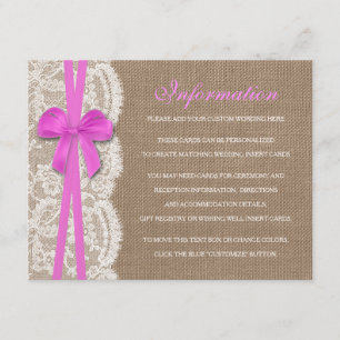 Carte D'accompagnement Détail de la collection de Mariages Rustic Pink Bo
