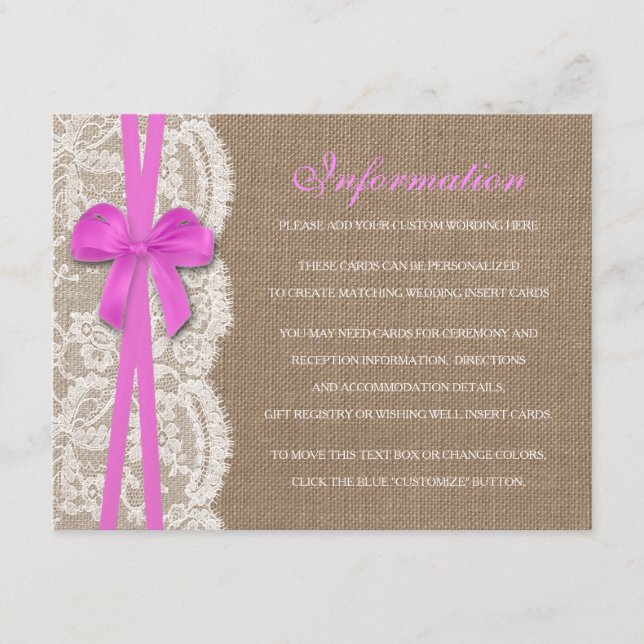 Carte D'accompagnement Détail de la collection de Mariages Rustic Pink Bo (Devant)