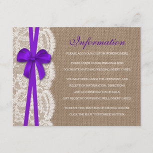 Carte D'accompagnement Détail de la collection de Mariages Rustic Purple 
