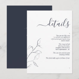 Carte D'accompagnement Détail de mariage avec écriture moderne en bleu ma