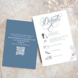 Carte D'accompagnement Détail de mariage avec QR Code en calligraphie ble